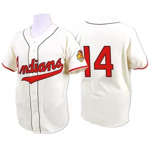 Youth Majestic Cleveland Indians #14 Larry Doby Authentic Cream Alternate 2  Cool Base MLB Jersey